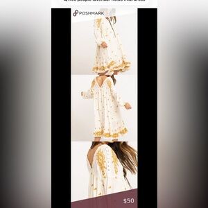 FREE PEOPLE Lavender Fields Dress Cream Embroidered Midi Dress Size L